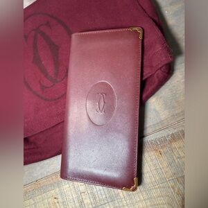 vintage burgundy leather Must de Cartier long wallet